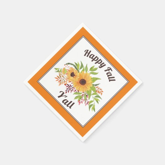 Waterverf zonnebloemen Happy herfst Y'all sinaasap Servet (Hoek)