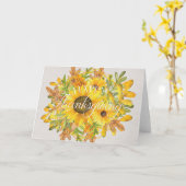 Waterverf Zonnebloemen Happy Thanksgiving Kaart (Gele Bloem)