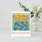 Waterverf zonnebloemen hebben een goede dag briefkaart (Staand voorkant)