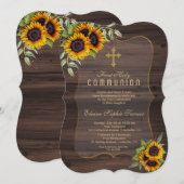 Waterverf Zonnebloemen Heilige Communie Kaart (Voorkant / Achterkant)