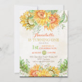 Waterverf Zonnebloemen Helder Sinaasappel Geel Gro Kaart (Voorkant)