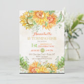 Waterverf Zonnebloemen Helder Sinaasappel Geel Gro Kaart (Staand voorkant)