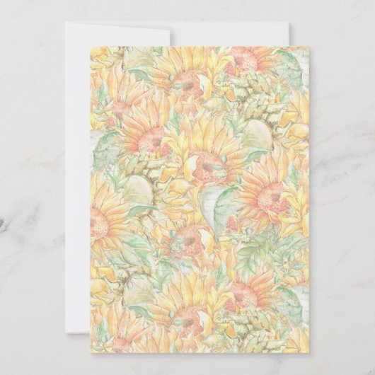 Waterverf Zonnebloemen Helder Sinaasappel Geel Gro Kaart (Achterkant)