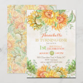 Waterverf Zonnebloemen Helder Sinaasappel Geel Gro Kaart (Voorkant / Achterkant)