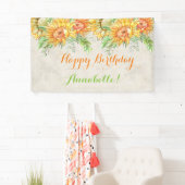 Waterverf Zonnebloemen Helder Sinaasappel Geel Gro Spandoek (Insitu)