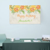 Waterverf Zonnebloemen Helder Sinaasappel Geel Gro Spandoek (Beurs)