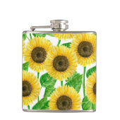 Waterverf zonnebloemen heupfles (Voorkant)