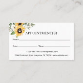 Waterverf Zonnebloemen Hondenras Dierlijke verzorg Afsprakenkaartje (Achterkant)