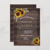 Waterverf zonnebloemen Hout Weddenschap RSVP (Voorkant / Achterkant)