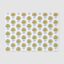 Waterverf zonnebloemen in blauw en wit china vaas