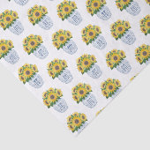 Waterverf zonnebloemen in blauw en wit china vaas tissuepapier (Detail)