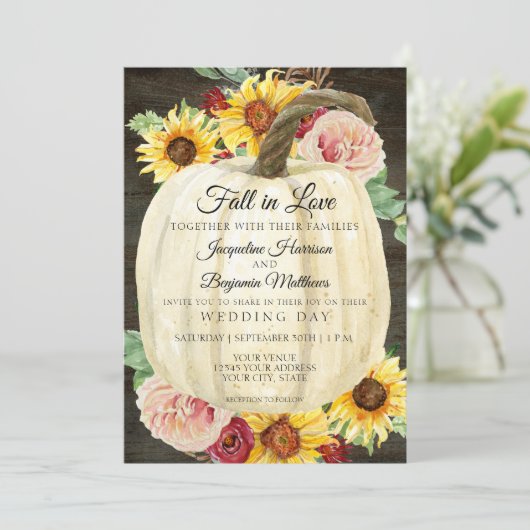 Waterverf Zonnebloemen in pomkin Dark Wood Kaart (Staand voorkant)