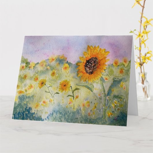 Waterverf zonnebloemen kaart (Gele Bloem)