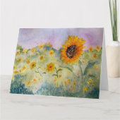 Waterverf zonnebloemen kaart (Voorkant)