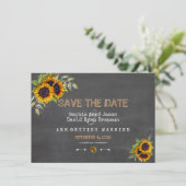 Waterverf zonnebloemen karton sparen de datum save the date (Staand voorkant)