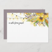 Waterverf Zonnebloemen & Koord van de Notitiekaart (Voorkant / Achterkant)