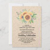 Waterverf Zonnebloemen | Kraft Paper Wedding Kaart (Voorkant)