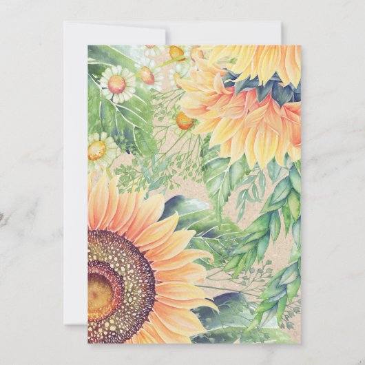 Waterverf Zonnebloemen | Kraft Paper Wedding Kaart (Achterkant)