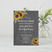 Waterverf Zonnebloemen Krijtbord Oefenavondmaal Kaart (Staand voorkant)