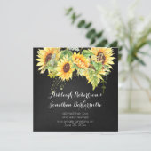 Waterverf Zonnebloemen Krijtbord Post Wedding Kaart (Staand voorkant)