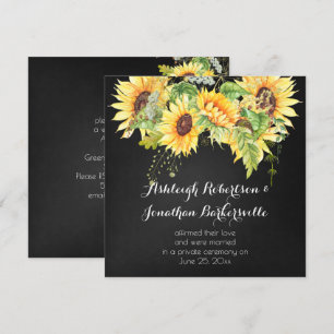 Waterverf Zonnebloemen Krijtbord Post Wedding Kaart