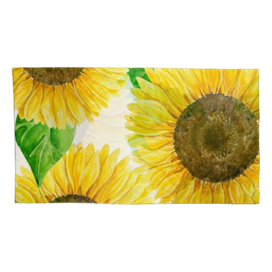 Waterverf zonnebloemen kussensloop (Achterkant-Rechts)