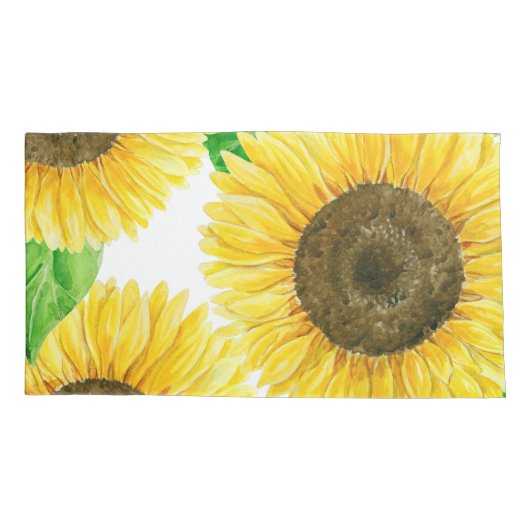 Waterverf zonnebloemen kussensloop (Achterkant-Links)