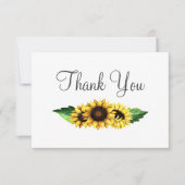 Waterverf Zonnebloemen Land Rustic Wedding Bedankkaart (Voorkant)