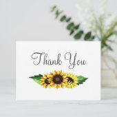 Waterverf Zonnebloemen Land Rustic Wedding Bedankkaart (Staand voorkant)