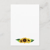 Waterverf Zonnebloemen Land Rustic Wedding Informatiekaartje (Achterkant)