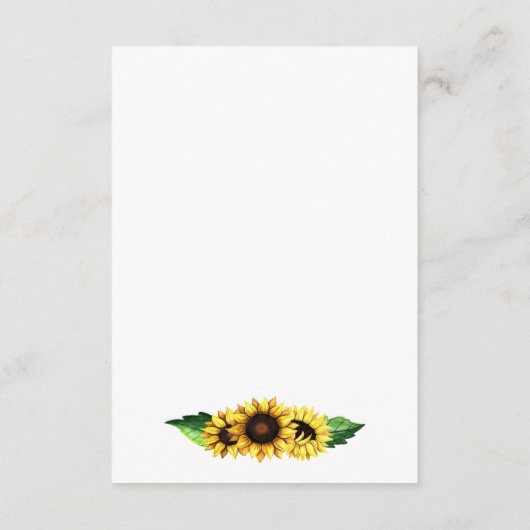 Waterverf Zonnebloemen Land Rustic Wedding Informatiekaartje (Achterkant)