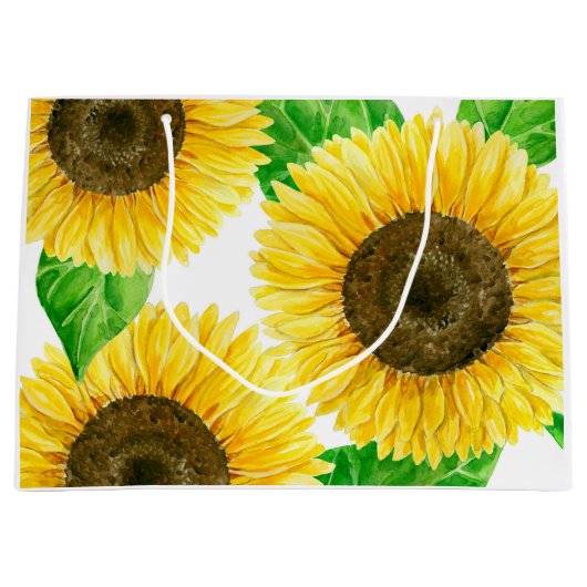 Waterverf zonnebloemen large cadeautasje (Voorkant)