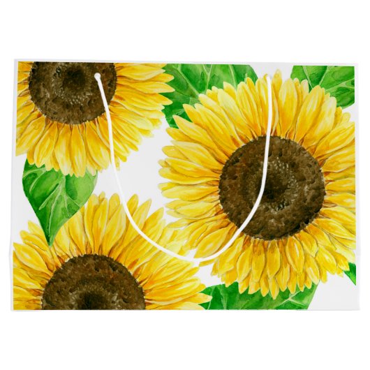 Waterverf zonnebloemen large cadeautasje (Achterkant)