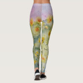Waterverf zonnebloemen leggings (Achterkant)