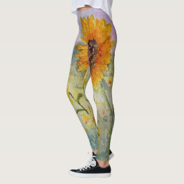 Waterverf zonnebloemen leggings