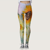 Waterverf zonnebloemen leggings (Voorkant)