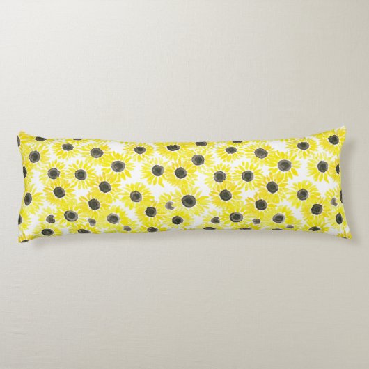 Waterverf zonnebloemen lichaamskussen (Achterkant)