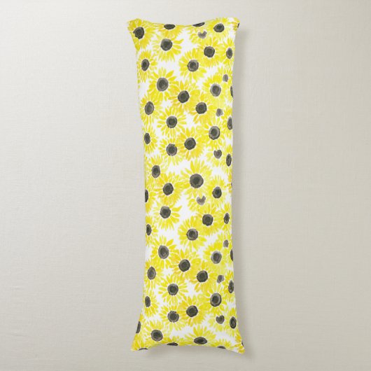 Waterverf zonnebloemen lichaamskussen (Voorkant Verticaal)