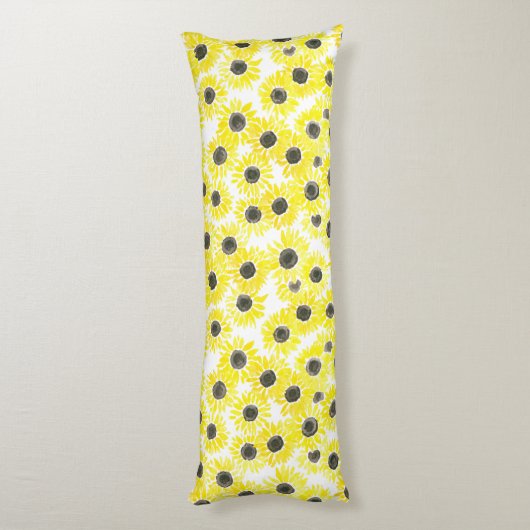 Waterverf zonnebloemen lichaamskussen (Achterkant (Verticaal))