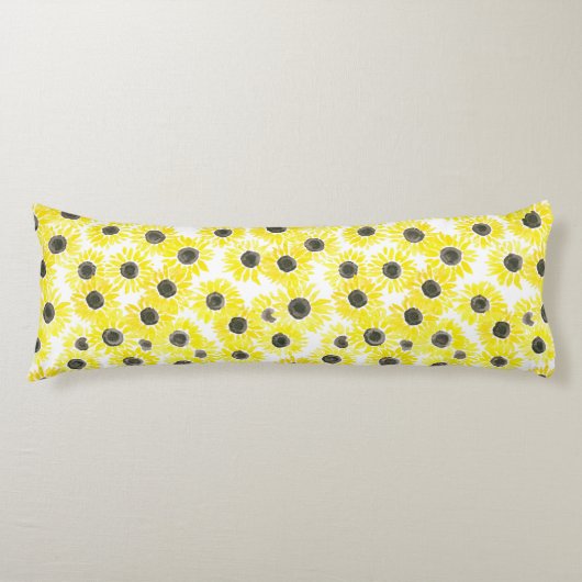 Waterverf zonnebloemen lichaamskussen (Voorkant)
