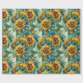 Waterverf Zonnebloemen (Licht) Cadeaupapier (Vlak)