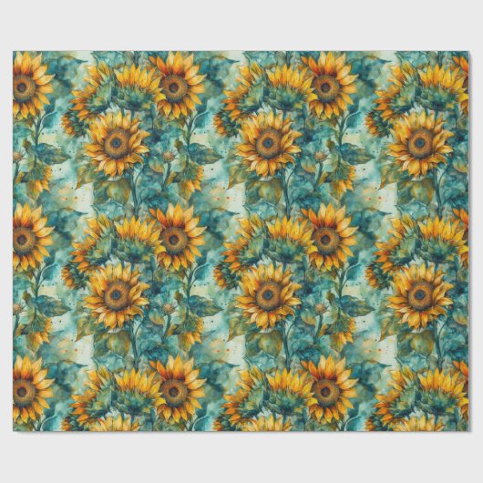 Waterverf Zonnebloemen (Licht) Cadeaupapier (Vlak)