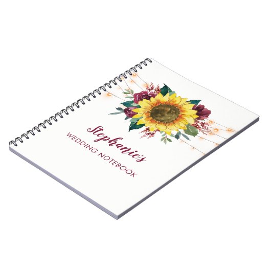 Waterverf Zonnebloemen Lichten Gepersonaliseerde b Notitieboek (Linkerzijde)