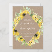 Waterverf Zonnebloemen Lijst Rustic Wedding Kaart (Voorkant)