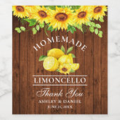 Waterverf Zonnebloemen Limoncello Hout Labels Wijn Etiket (Enkel label)