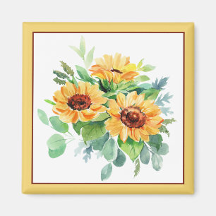Waterverf zonnebloemen  magneet