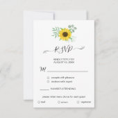 Waterverf Zonnebloemen Menu Keuze RSVP-kaart (Voorkant)