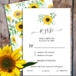Waterverf Zonnebloemen Menu Keuze RSVP-kaart