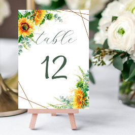 Waterverf Zonnebloemen met Faux Gold Foil Lijst Kaart