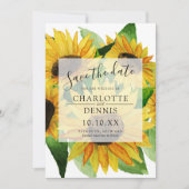 Waterverf zonnebloemen met marineblauw Save the da Kaart (Voorkant)
